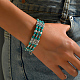 Synthetic Turquoise Beaded Triple Layer Multi-strand Bracelet LK3030-3