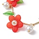 Bracelets à breloques en perles de verre et fleurs en acrylique BJEW-JB10054-04-3