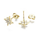 Brass Micro Pave Clear Cubic Zirconia Stud Earrings EJEW-T046-28G-NF-2