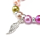 Bracciale elasticizzato con perline imitazione perla con ciondolo a goccia per bambini BJEW-JB07638-5