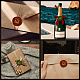 クリスマスゴールデントーン真鍮ワックスシーリングスタンプヘッド、木製ハンドル付き  封筒の招待状  ギフトカード  ハウス  83x22mm  スタンプ：25x14.5mm AJEW-WH0208-821-7