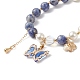 Bracelet extensible rond en perles de jaspe bleu naturel et de coquillages BJEW-TA00191-01-5