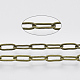 真鍮のペーパークリップチェーン  フラットオーバル  描かれた細長いアズキチェーン  ハンダ付け  スプールで  カドミウムフリー＆ニッケルフリー＆鉛フリー  アンティークブロンズ  9x3.5x0.7mm  約6.56フィート（2m）/ロール X-CHC-S008-001A-AB-2