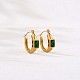 Green Cubic Zirconia Rectangle Hoop Earrings JE936A-2