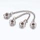 Platinum Alloy European Rondelle Beads with Safety Chains X-BSACH264-2