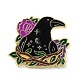 Alfileres de esmalte de cuervos y flores JEWB-H014-04LG-01-1