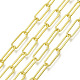 溶接されていない鉄のペーパークリップチェーン  描かれた細長いアズキチェーン  スプールで  ゴールドカラー  15.1x5.1x1.1mm  約32.8フィート（10m）/ロール CH-S125-17A-03-1