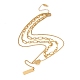 Double Chains Multi Layered Necklace with Rectangle Pendant STAS-D184-07G-2