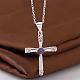 Silver Color Plated Brass Cubic Zirconia Cross Pendant Necklaces NJEW-BB09493-5