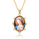Collana ovale in resina a tema religioso con collana pendente in strass WG77343-04-1