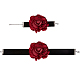 CRASPIRE Gothic Cloth Flower Cord Bracelet & Choker Necklace NJEW-CP0001-04B-1