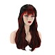 ツートンカラーのロングカーリー合成かつら  ウィッグキャップ付き  高温耐熱繊維  女性の女の子のために  暗赤色  23.62インチ（60cm） OHAR-I017-03-3