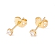 Tiny Clear Cubic Zirconia Square Stud Earrings EJEW-F282-33G-1