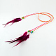 Diademas de cordón de ante trenzado de plumas teñidas para mujer OHAR-R183-06-1