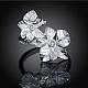 Laiton argenté zircone cubique fleurs anneaux de mariage pour les femmes RJEW-BB00711-7-2