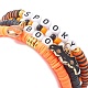 4 pièces 4 style polymère argile heishi surfeur bracelets extensibles ensemble avec alliage émail chauve-souris citrouille breloques BJEW-TA00270-4