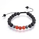 Natural Lava Rock and Non-Magnetic Synthetic Hematite Beads Braided Bead Bracelets BJEW-JB03975-07-1