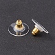 パッド付き真鍮ブレットクラッチピアスバックキャッチ  重いポストのイヤリングを固定するため  プラスチックパッド付き  ピアスキャッチ  ゴールドカラー  12x7mm  穴：1mm KK-YW0001-68G-2
