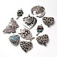 Antique Silver Plated Alloy Rhinestone Pendants RB-X0006-1