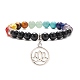 4 pièces 4 styles de pierres précieuses mélangées naturelles et synthétiques ensemble de bracelets extensibles perlés ronds BJEW-TA00134-4