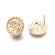 Flat Round with Flower Pattern Brass Stud Earring Findings KK-G436-02G-2