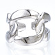 304 anillo de puño abierto con forma de cadenas de bordillo de acero inoxidable para mujer RJEW-N040-02-2