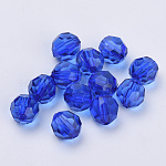 Abalorios de acrílico transparentes, facetados, redondo, azul, 16x15.5mm, agujero: 2.4 mm, aproximamente 233 unidades / 500 g