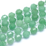 Natural Green Aventurine Beads Strands, Faceted, Round, 10x9x9mm, Hole: 1mm, about 31pcs/strand, 14.96 inch(38cm)
