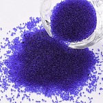 Transparente DIY 3D decoración de uñas de arte Mini cuentas de vidrio, diminutas cuentas de uñas caviar, azul medio, 0.6~0.8mm, aproximamente 450 g / bolsa