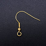 304 Stainless Steel Earring Hooks, with Horizontal Loop, Golden, 22mm, Hole: 2mm, 21 Gauge, Pin: 0.7mm