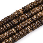 Coco perline dado fili, rotondo e piatto, sella marrone, 8x2~6mm, Foro: 1 mm, circa 88~110pcs/filo, 14.56 pollice~16 pollici