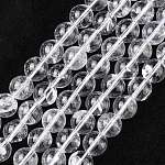 Природных кристаллов кварца бисер нитей, бусины из горного хрусталя, круглые, 10 мм, отверстие : 1 мм, около 18 шт / нитка, 7.5 дюйм