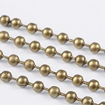 Eisenkugelketten, gelötet, bleifrei und Nickel frei, Antik Bronze Farbe, mit Spule, Perle: 2.4 mm, ca. 328.08 Fuß (100m)/Rolle
