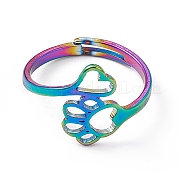 Ионное покрытие (ip) 201 регулируемое кольцо из нержавеющей стали с изображением сердца и собачьей лапы для женщин RJEW-K238-09M