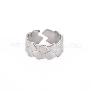 304 Stainless Steel Grooved Open Cuff Ring for Women RJEW-S405-241P