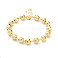 Pulseras de cadena de bolas de latón con revestimiento de estante para mujer, Plateado de larga duración, sin plomo y el cadmio, real 18k chapado en oro, 7-1/4 pulgada (18.4 cm), grano: 8 mm