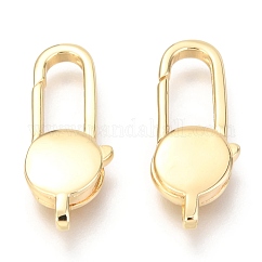 Cierres de pinza de langosta de latón, sin plomo y cadmio, oval, real 18k chapado en oro, 25x10x4mm, agujero: 3x2 mm