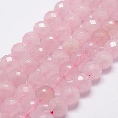 Fili di perline quarzo roso  naturale , sfaccettato, tondo, 8mm, Foro: 1 mm, circa 44pcs/filo, 14.9 pollice~15.1 pollici