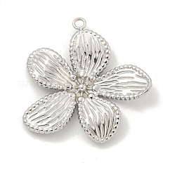 Pendenti in acciaio inossidabile 304 anti-ossidazione, fiore di fascino, colore acciaio inossidabile, 28x27x3.5mm, Foro: 1.6 mm