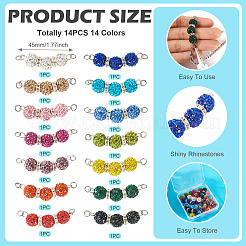 14 Stück 14 Farben Polymer Clay Strass Kugel Verbinder Charms&nbsp;PALLOY-TAC0145