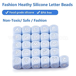 20 pz cubo blu lettera perline di silicone 12x12x12mm dadi quadrati alfabeto perline con 2mm foro distanziatore lettera allentata perline per collana braccialetto creazione di gioielli&nbsp;JX434M