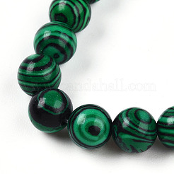 Perle di malachite sintetico Elasticizzato bracciali&nbsp;BJEW-T022-04K-1