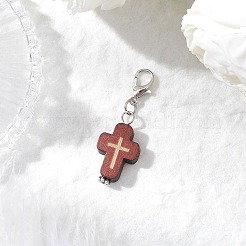 2 pendentif décoratif en forme de croix en bois naturel&nbsp;HJEW-JM03264