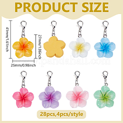 28 pezzo di decorazione pendente a forma di fiore in resina bicolore&nbsp;HJEW-ME0001-09
