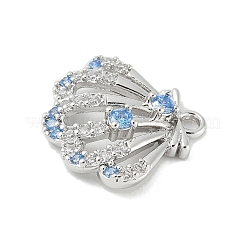 Ciondolo connettore animale marino in ottone con pavé di zirconi cubici blu cielo e trasparenti&nbsp;KK-M326-07A-P