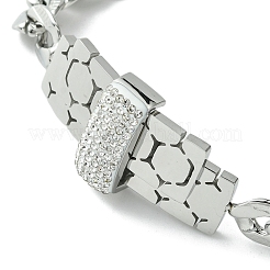 Bracelet à maillons rectangulaires en oxyde de zirconium avec chaînes en acier inoxydable 304&nbsp;BJEW-Q775-01P