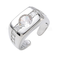Offene Manschettenringe aus Messing mit Mikropavé und Zirkonia für Damen&nbsp;RJEW-L343-06P