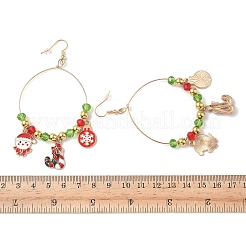 Weihnachtsthema Legierung Emaille Ohrringe baumeln&nbsp;LS-EJEW-B068-01G-03
