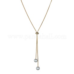 Legierung Schlangenkette Schieber Lasso Halsketten mit Kunststoff-Imitation Perle runden Perlen&nbsp;WG87CD3-01