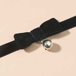 Collier ras du cou en velours avec nœud papillon et breloque cloche en alliage&nbsp;FS-WGF4DBD-01